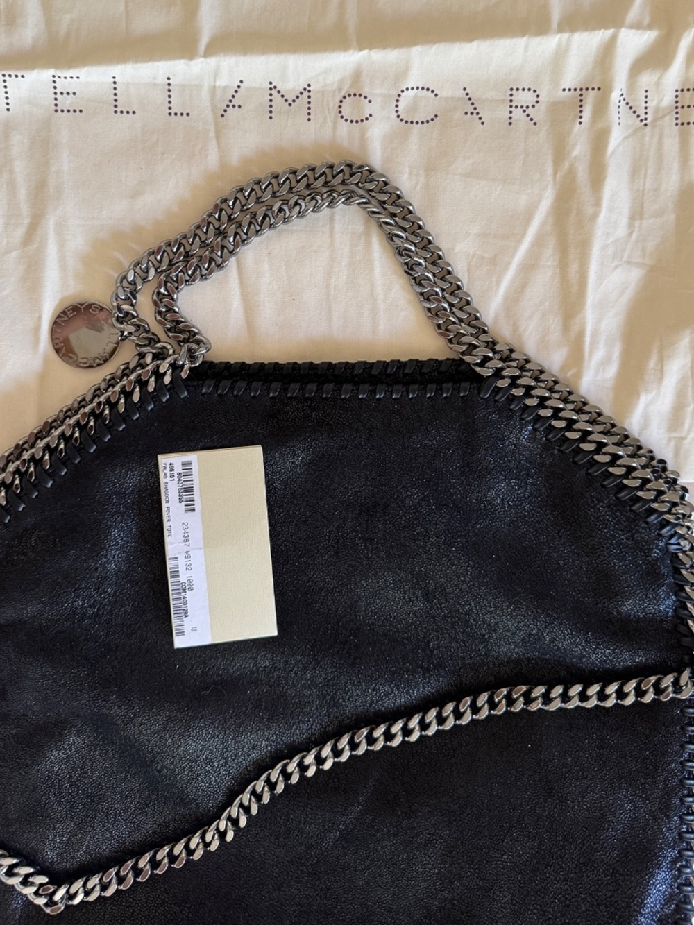 Stella McCartney Falabella Tote Bag Black Silver Chain Clutch Handbag Purse - Picture 3 of 13